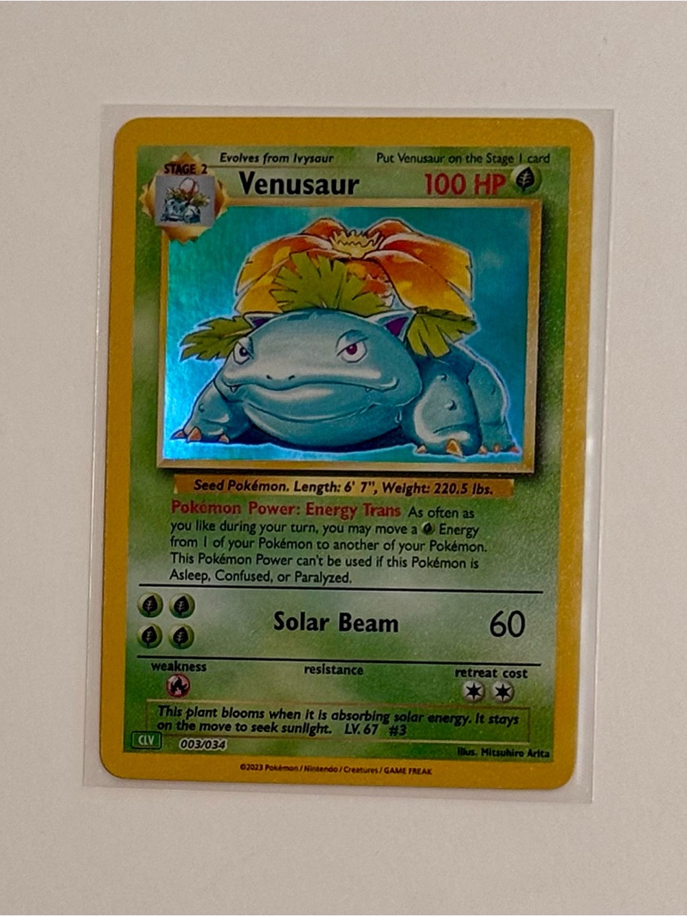 Venusaur Holo Pokémon Classic 003/034 2023 Fan Art DIY Custom Card